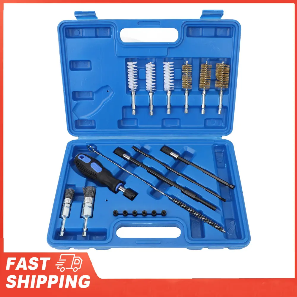 

19 шт./компл., набор для чистки головок цилиндров, устойчивая к ржавчине дизельная форсунка, щетка для чистки сиденья, универсальный инструмент, прочный для автомобиля