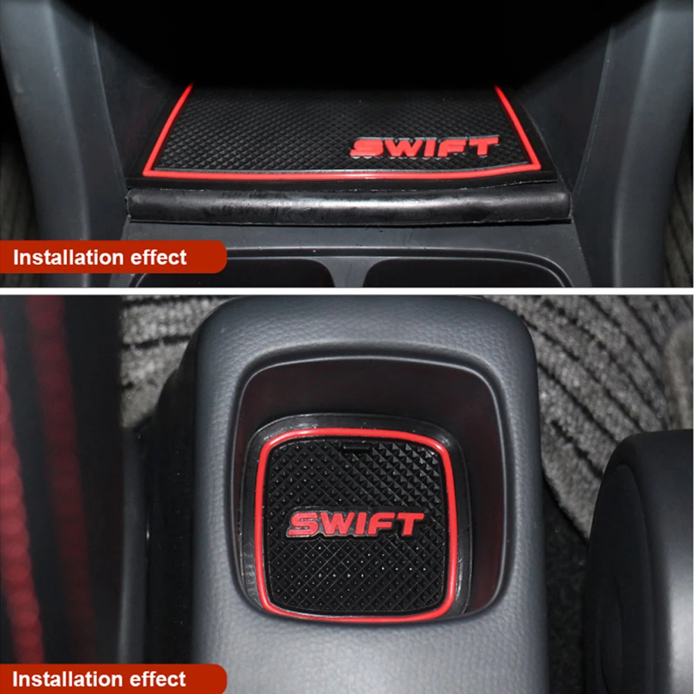 Tapis en latex antidérapant pour porte de voiture Suzuki Swift, coussretours de tasse intérieur, style de rainure, polymères, 2005 à 2014, le plus