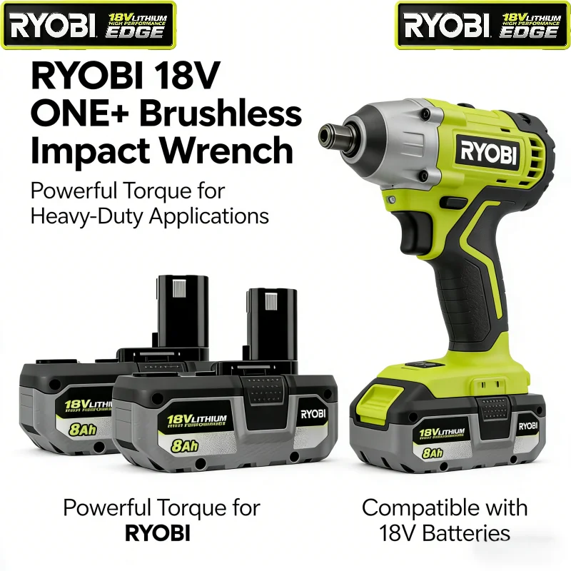 Original RYOBI 18V 6000mAh ONE+  Lithium Battery, High Capacity and Long Battery Life, Compatible with 18V ONE+ Power Tools.