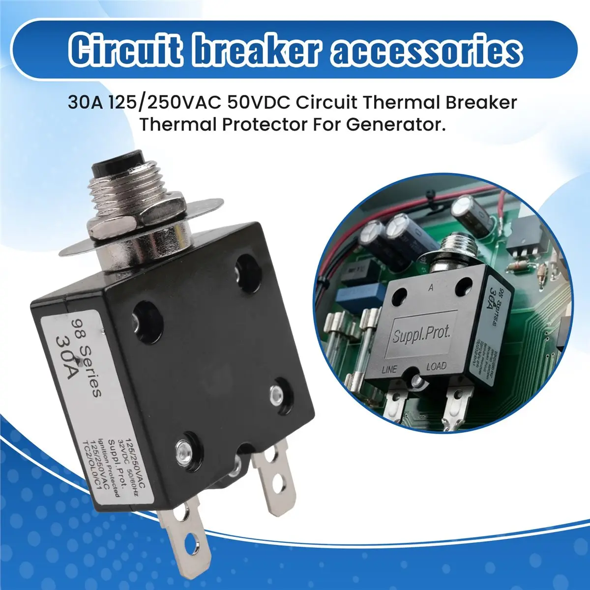 ABQX 30A 125/250VAC 50VDC Circuit Thermal Breaker Thermal Protector For Generator