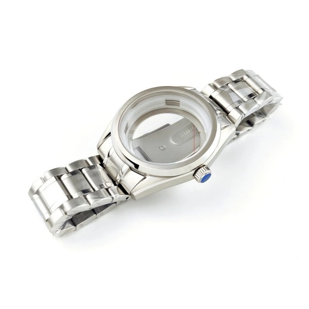 39.5mm No logo Silver Watch Case Fit 33.5mm Dial For Seiko Grand