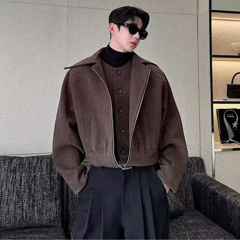 LUZHEN 2024 Otoño Invierno prendas de vestir exteriores de lana falsa chaqueta de dos piezas elegante guapo coreano de alta calidad abrigos de hombre LZ7380