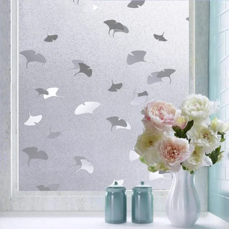 3D Ginkgo Biloba Three-dimensional Electrostatic Non-stick Window Film Translucent Opaque Protection Privacy Glass Stickers