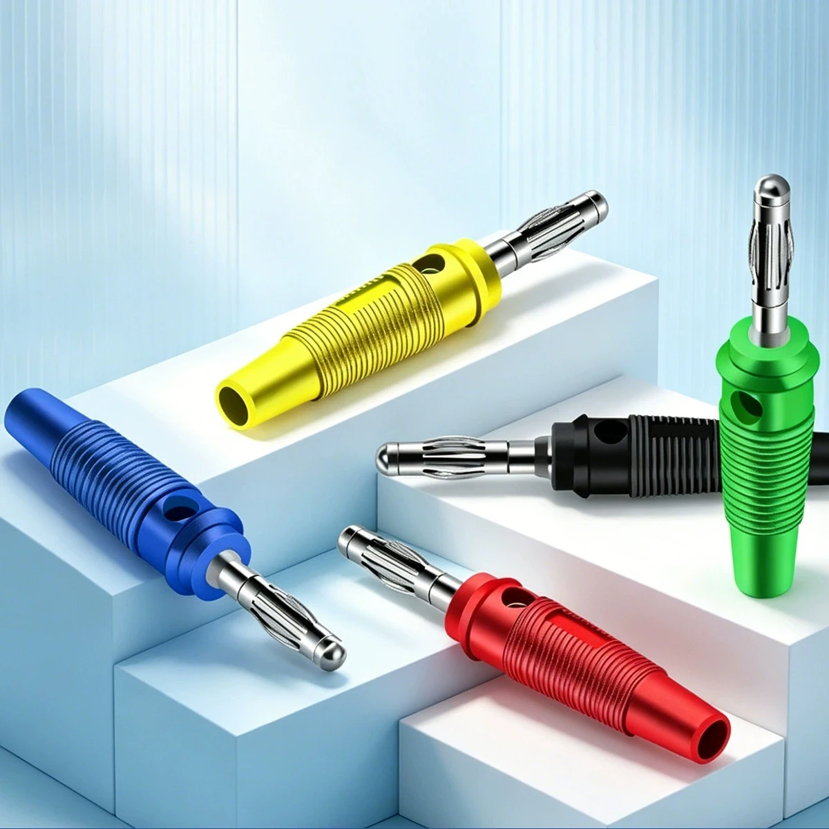 5PCS 4MM Stackable Banana Plug Connector Solder-Free Screw Terminal Wire Pin Connectors For Audio Speaker Power Wire Connection