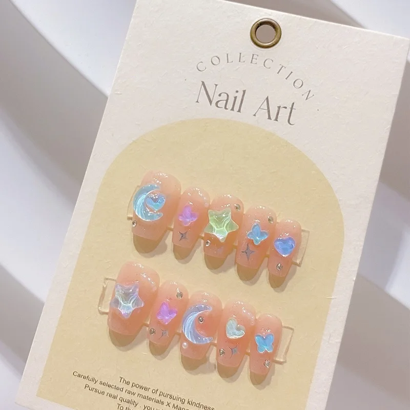 

Handmade Japanese Korea Press On Nails With Cute Decoration Nail Art Manicuree Wearable Artificial False Designed Nails