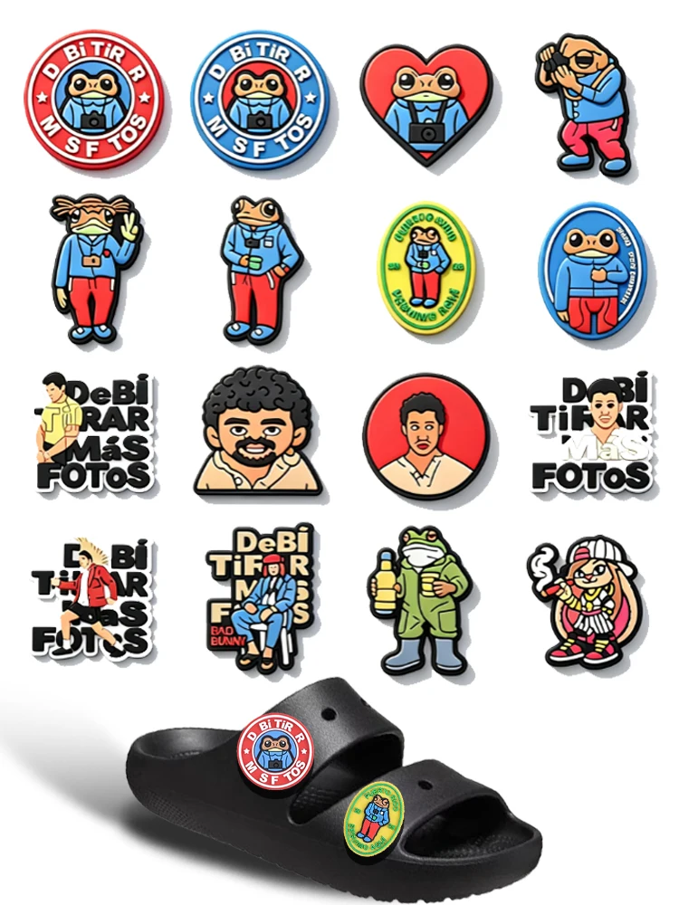 8-16pcs Latin Style Shoe Charms Waterproof PVC Shoe Accessories Cartoon Themed Shoe Decorations for Clogs Fashion Shoe Buckles