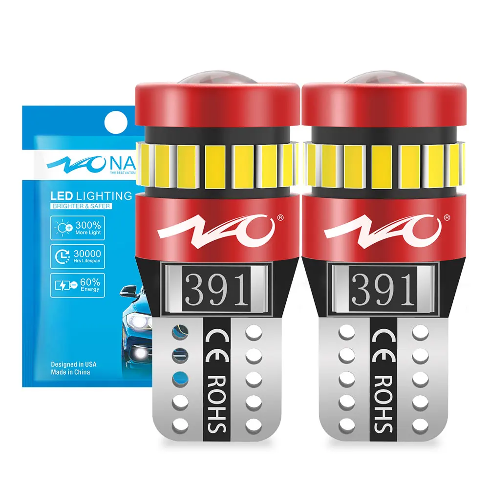 

NAO T10 LED W5W 1.8W Car Side Interior Lights 12V Super Bright Bulb 3030 3014 Chips Auto White 6000K Parking Marker Dome Lamps