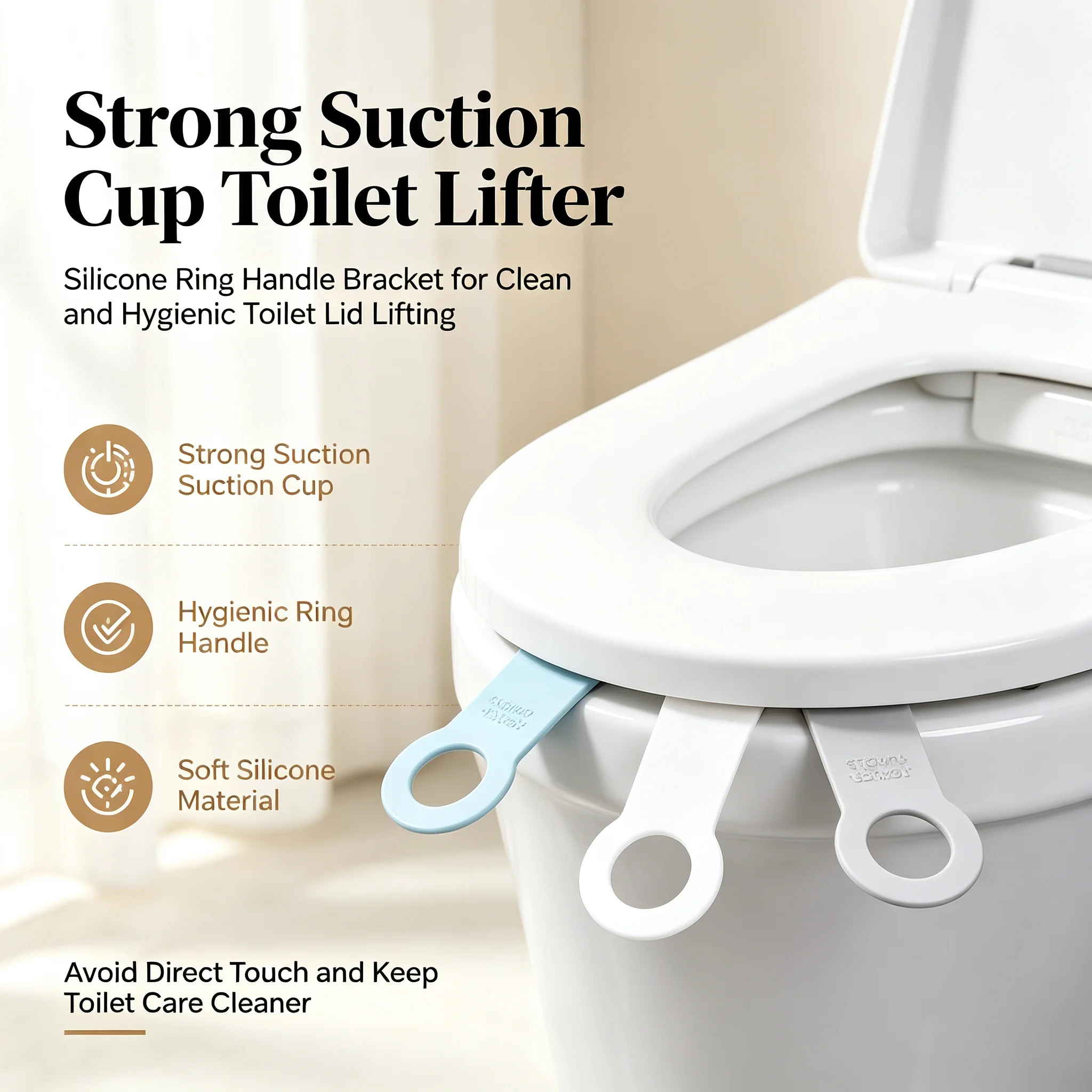 Strong Suction Cup Bracket Silicone Toilet Lapper Household Daily Necessities Ring Handle Lifter  Toilet Lid Handle Home