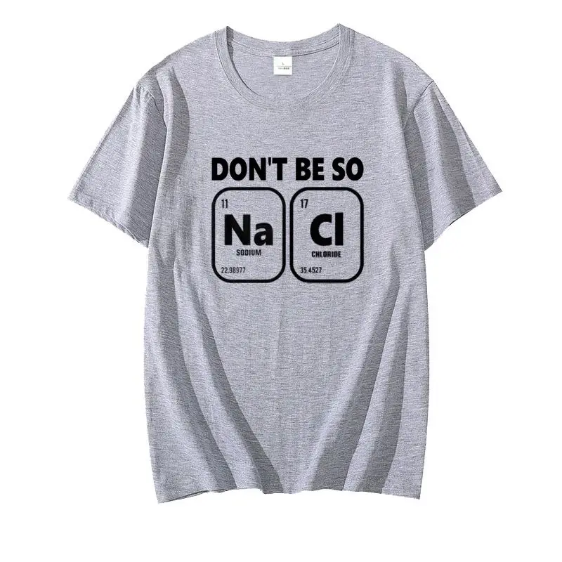 تي شيرت مطبوع عليه صيغة كيميائية لملح كلورايد الصوديوم الصيفي، للرجال والنساء، متعة العلوم والهندسة بأكمام قصيرة