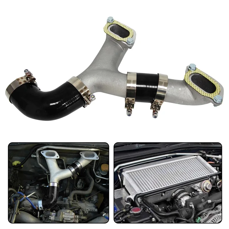 Top Mount Intercooler Cast Aluminum Y-Pipe Kit Fits for Subaru Impreza WRX/WRX STI GD/GG 2002-2007