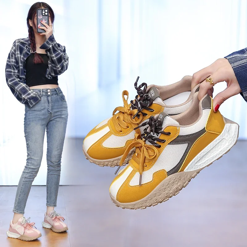 أحذية رياضية كاجوال جديدة للربيع والخريف خفيفة الوزن قابلة للتنفس ومثيرة وبسيطة ومتعددة الاستخدامات ومريحة للنساء