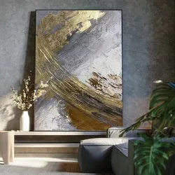 Gold, White, Gray And Black, 100% Hand Painted, Textured Painting, Acrylic Abstract Oil Painting, Wall Decor Living Room