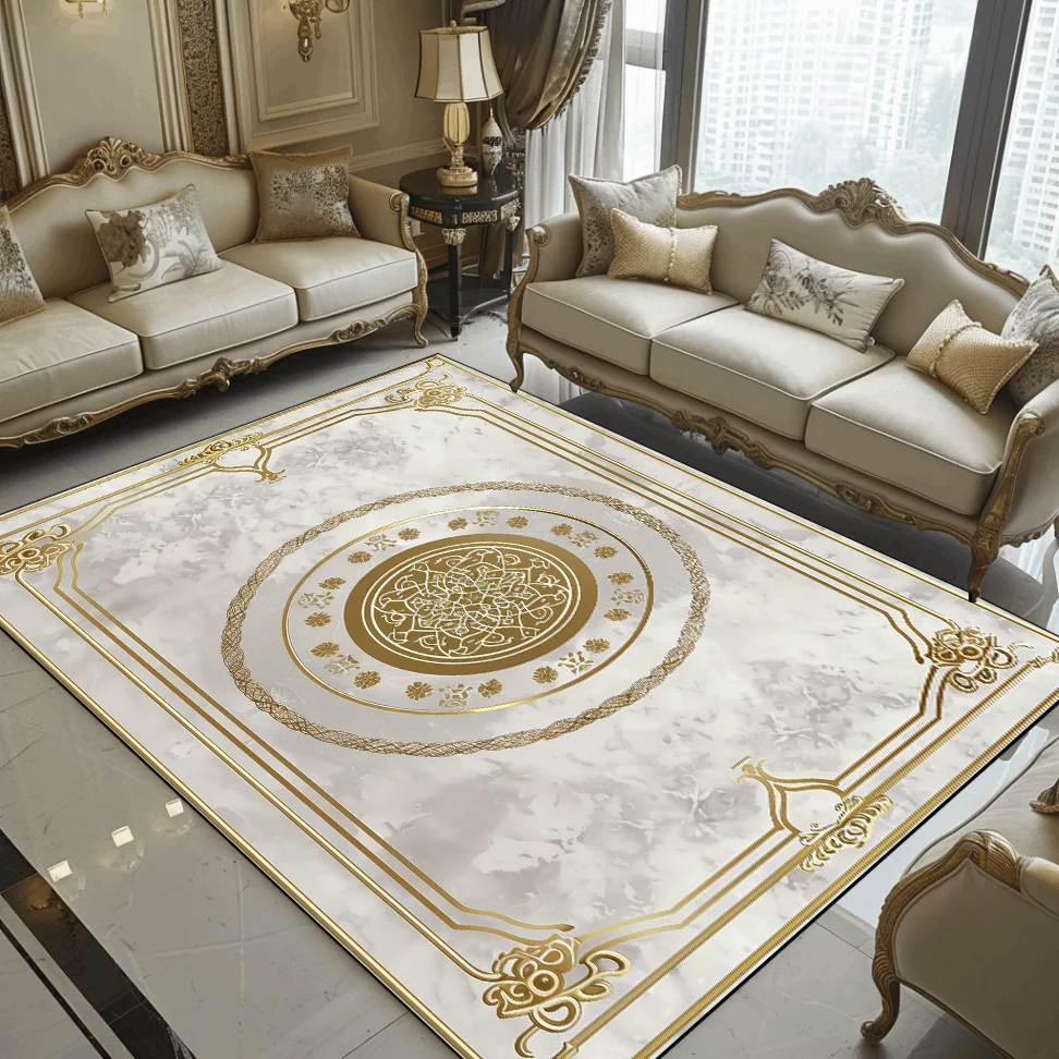 European Style Large Area Carpet for Living Room Luxury Decoration Home Sofa Area Rug Bedroom Soft Easy Clean Floor Mat Non-slip