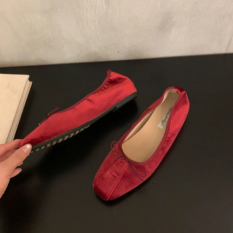 Modische Damen-Seidenballerinas mit Erhöhter Sohle, Schmetterlingsknoten, Flache Ballerinas für Damen, Frühling/Herbst Neuheit – Detail 11