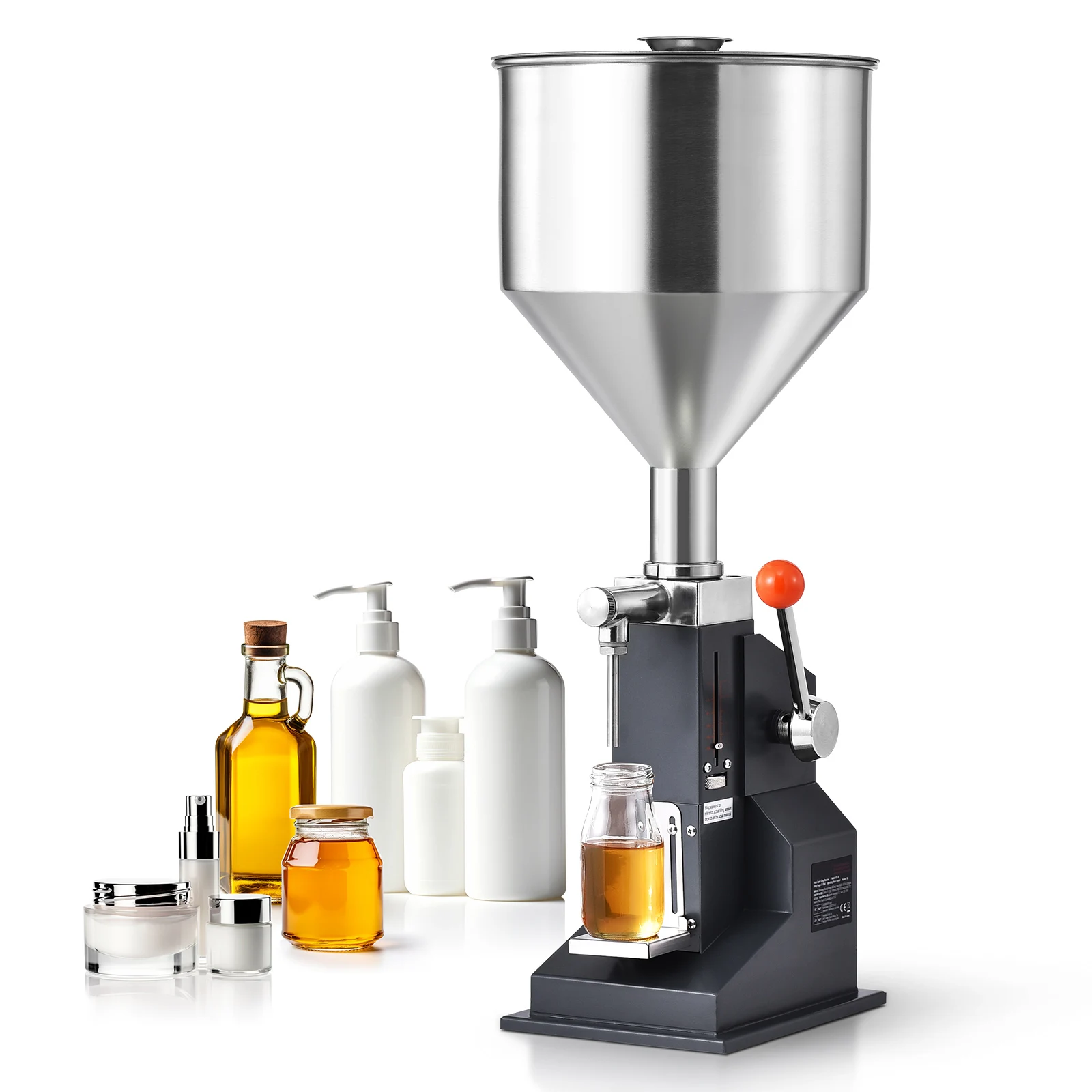 SucceBuy 5-100ml /5-50ml Manual Paste Liquid Filling Machine with Hopper Adjustable Bottle Filler for Milk Water Shampoo Honey