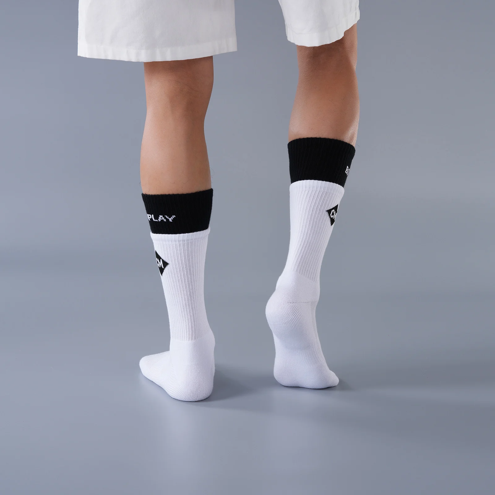 Mid Calf Black Cuff White Tube Terry Socks Men Cotton Thickened Casual Sock Letter 3A Antibacterial Sport Daily Street Socks