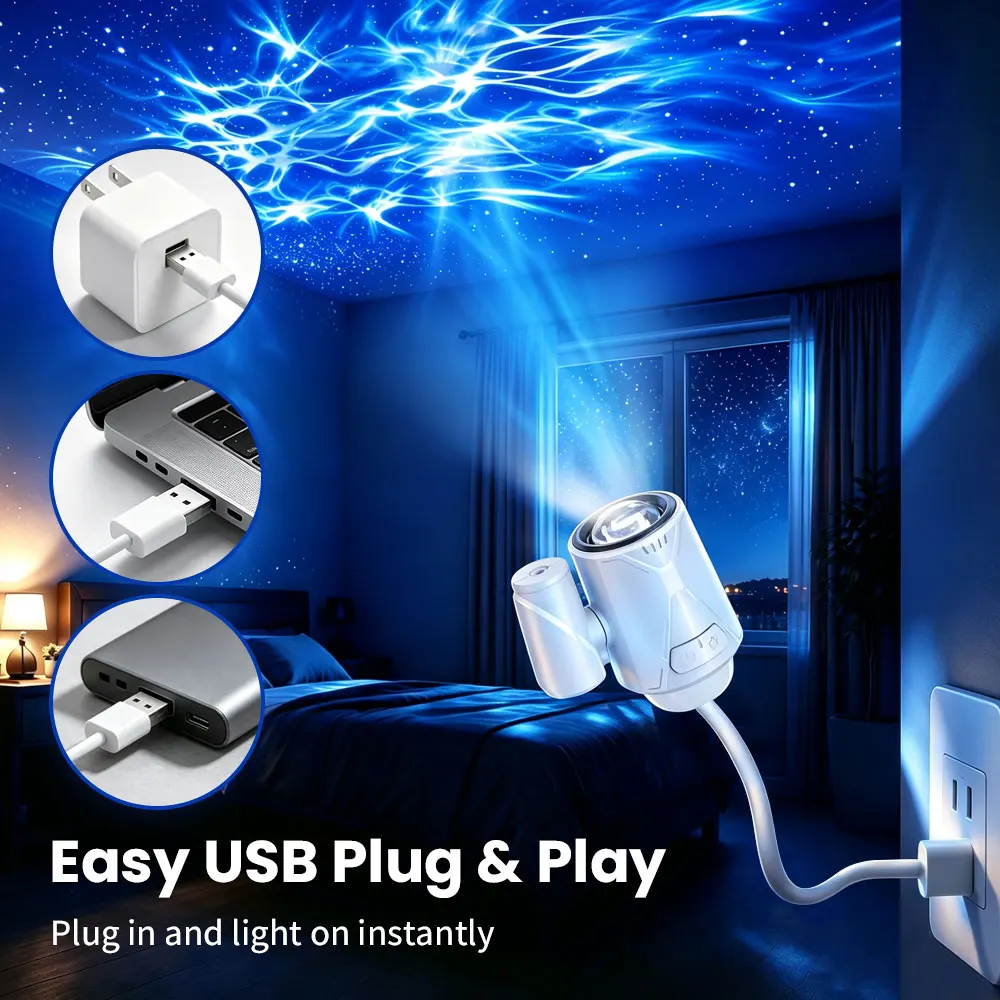 SMGXHE Galaxy Projector Starry Sky Projector Night Light Bedroom LED Bedside Lamp Galaxy Dual-Mode Night Light