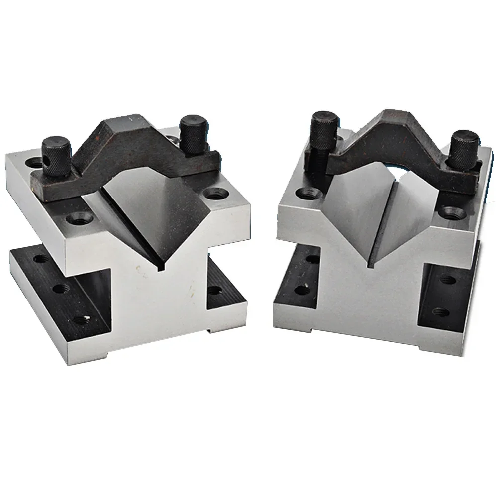 

Clamp V-shaped Block With Clamp 2pcs 35x35x30mm 90 ° Grounding Hardened Steel Matching Measure Milling Machine