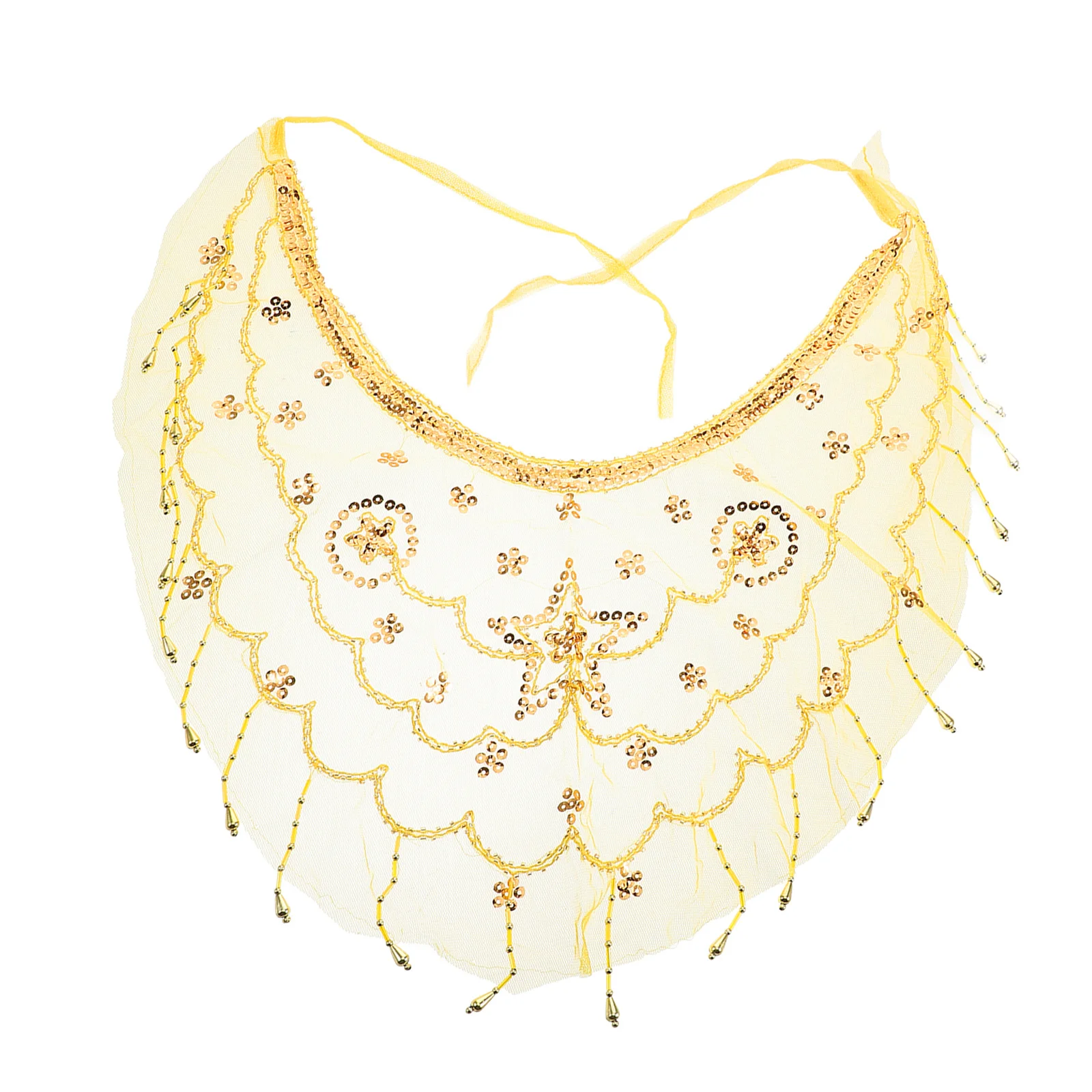 

Belly Dancing Face Veil Golden Sequin Chiffon Coins Head Scarf For Women Exotic Costume Masquerade Sparkly Dance Accessory