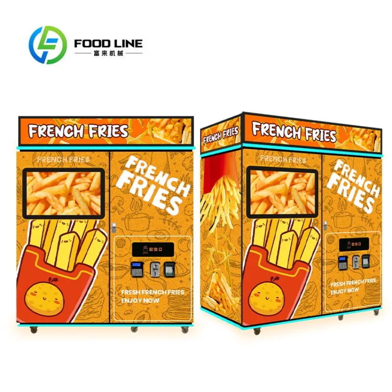 Fully Automatic Robot Fries Vending Machine 55 Inch Touch Screen Self Service Hot French Fry Dispenser Commercial