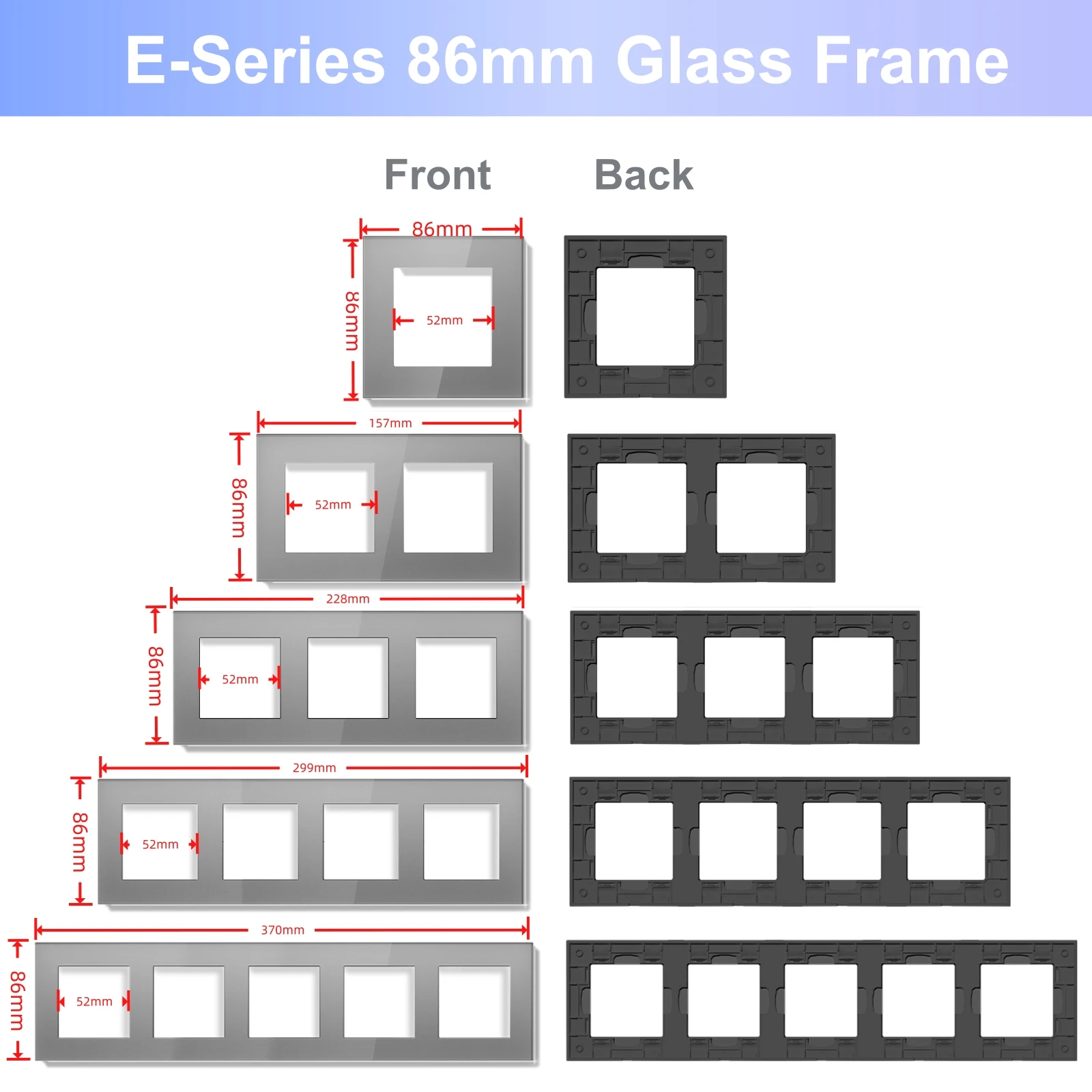 Bseed E Series 86mm DIY Moudles EU FR Type-C USB Socket Dimmer Speed Roller Curtain Switch ST TV RJ56 CAT6 Wire Outlet Hole Part