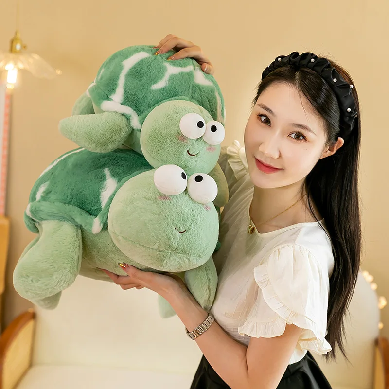 MINISO Tie Dye Turtle Plush Stuffed Toy Cute Big Eyed Turtle Simulation Marine Life Soft Pillow for Children's Birthday Gift