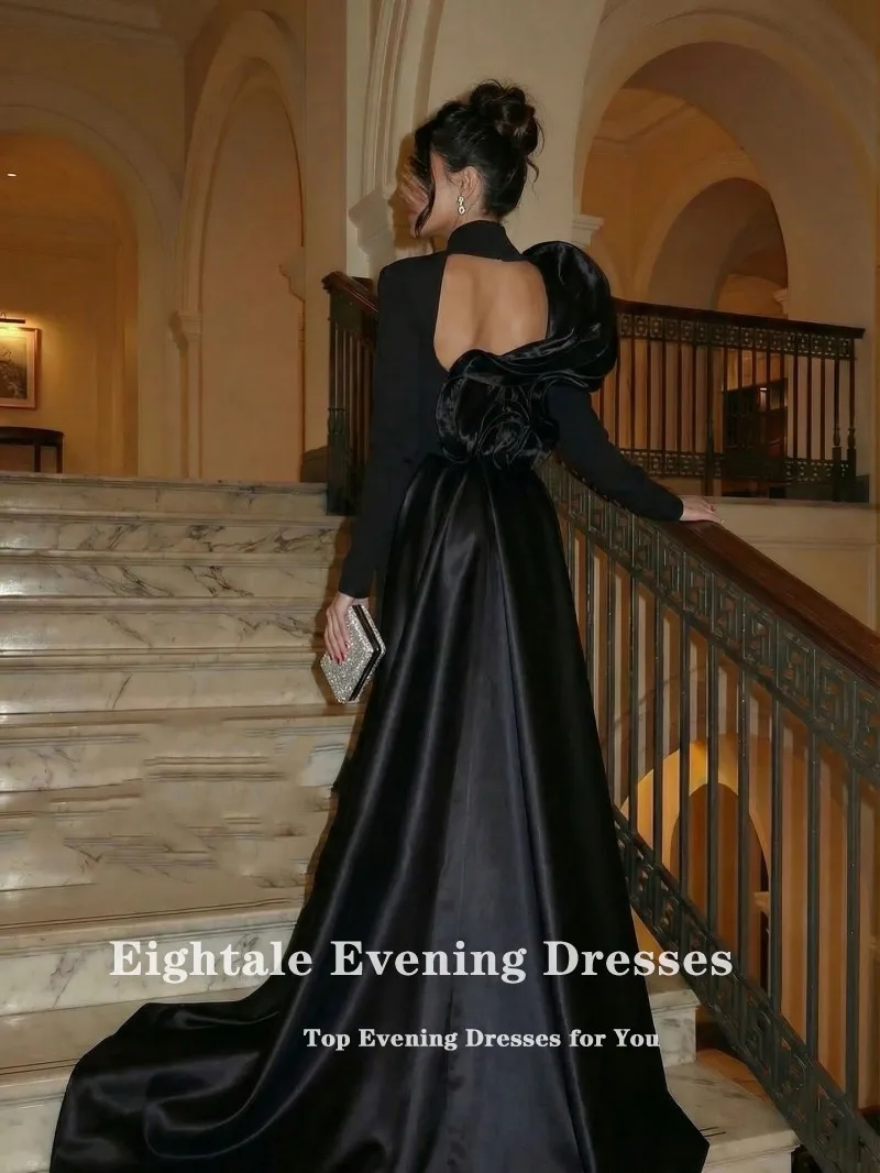 

Eightale New Arrival Evening Dress Prom Gown High Neck Customized Long Sleeves Wedding Party Dress Mermaid Robes De Soirée