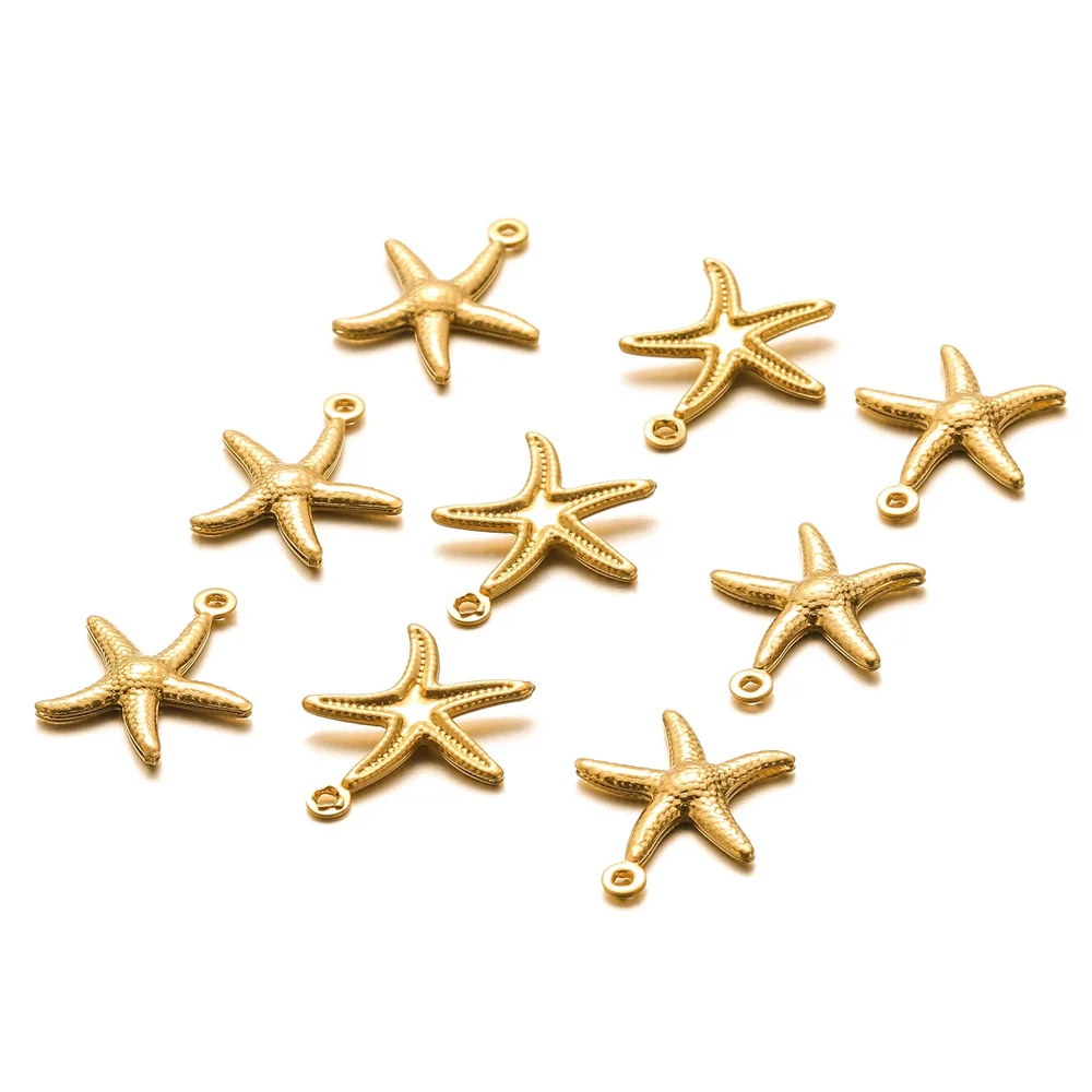 Colgante de acero inoxidable con forma de estrella de mar, accesorios para fabricación de joyas, 15mm, 20 unids/lote/bolsa