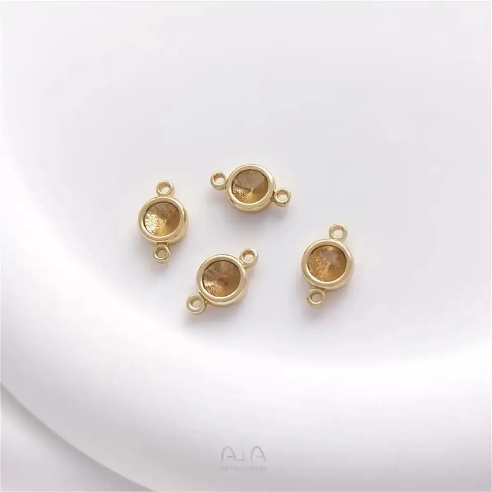 

14K Gold Color Double Ear Bead Holder DIY Accessories Hanging Connection Handmade Adhesive Pearl Headpiece Material