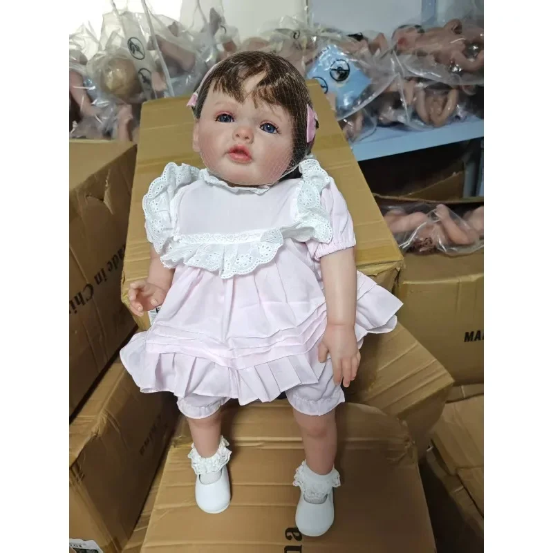 60 cm große Betty Princess Girll Reborn Baby Handbemalungspuppe mit Genesis Paint Hochwertiges 3D-Hautspielzeug