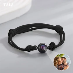 Personalized Circle Photo Bracelet Custom Projection Photo Bracelets Couple Memorial Customized Jewelry Gift for Women Men