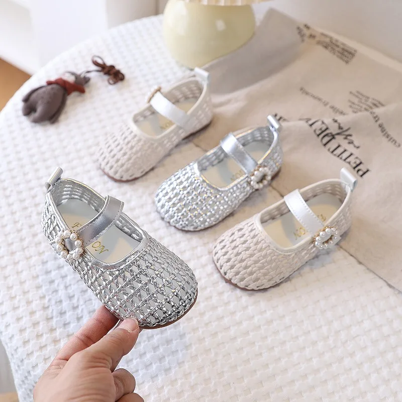 Kids Beach Shoes Hollowed-out Soft Children Sandals Weave Trendy 2026 New Girls Casual Flat Non-slip Comfort Breathable Shoes