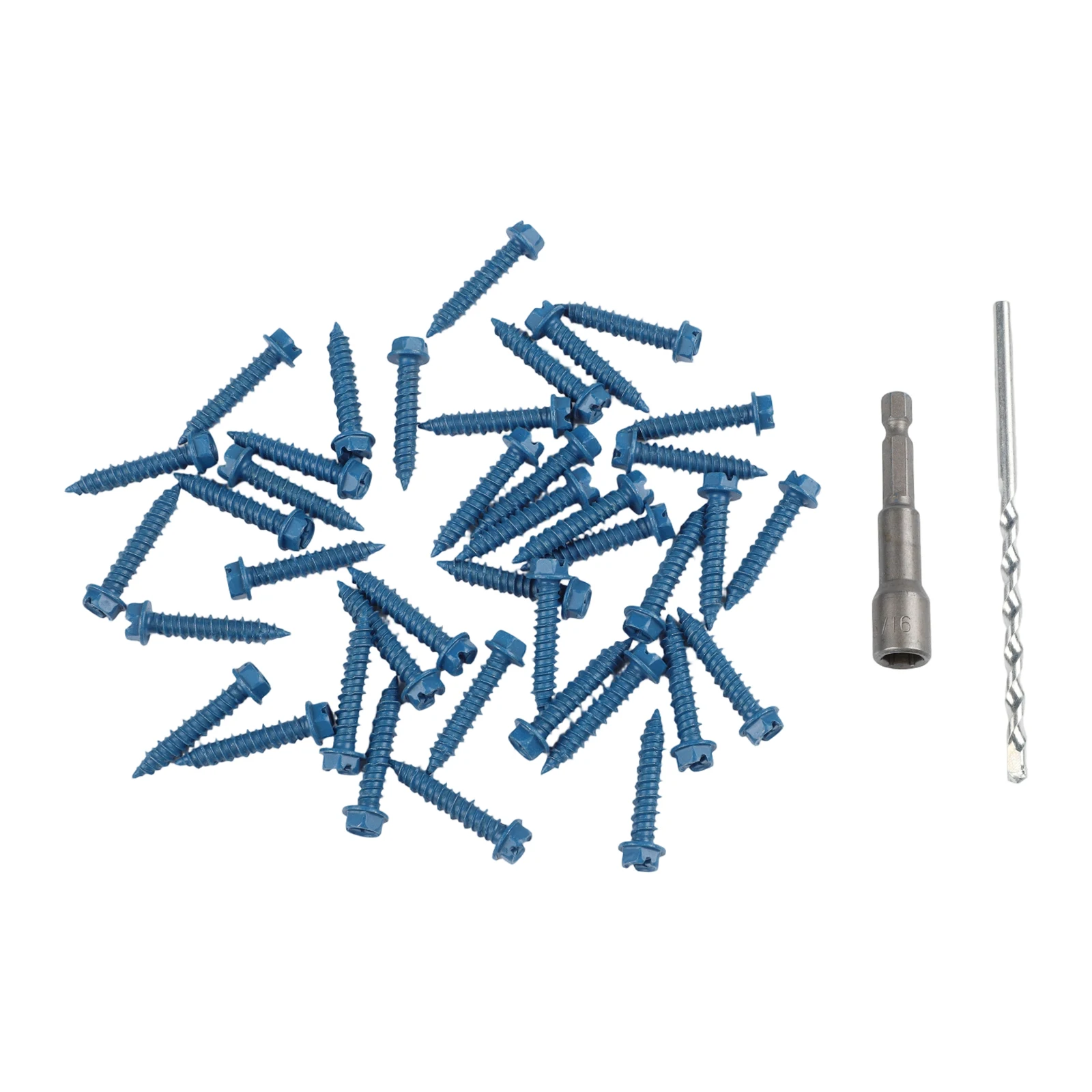 

Strong Grip Full Thread Concrete Screw with Hex Head for Masonry Brick Cement Gypsum Blue Carbon Steel with Tools