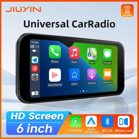 JIUYIN 6 인치 터치 스크린 범용 자동차 라디오 멀티미디어 네비게이션 무선 CarPlay 안드로이드 자동 블루투스 음악 플레이어