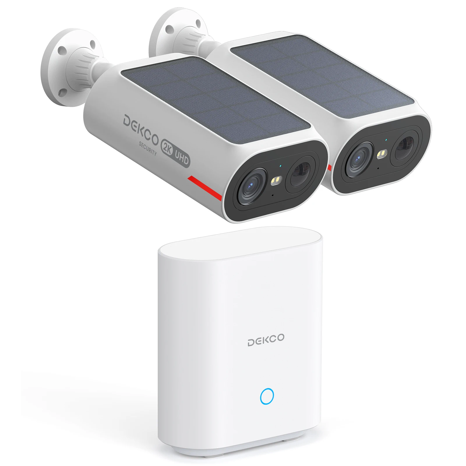 Dekco 3MP zonnecamerasysteem 2 Cam Kit Draadloos camerasysteem Buiten 5000 mAh batterij Wifi Camera AI-detectie CCTV-camerakit