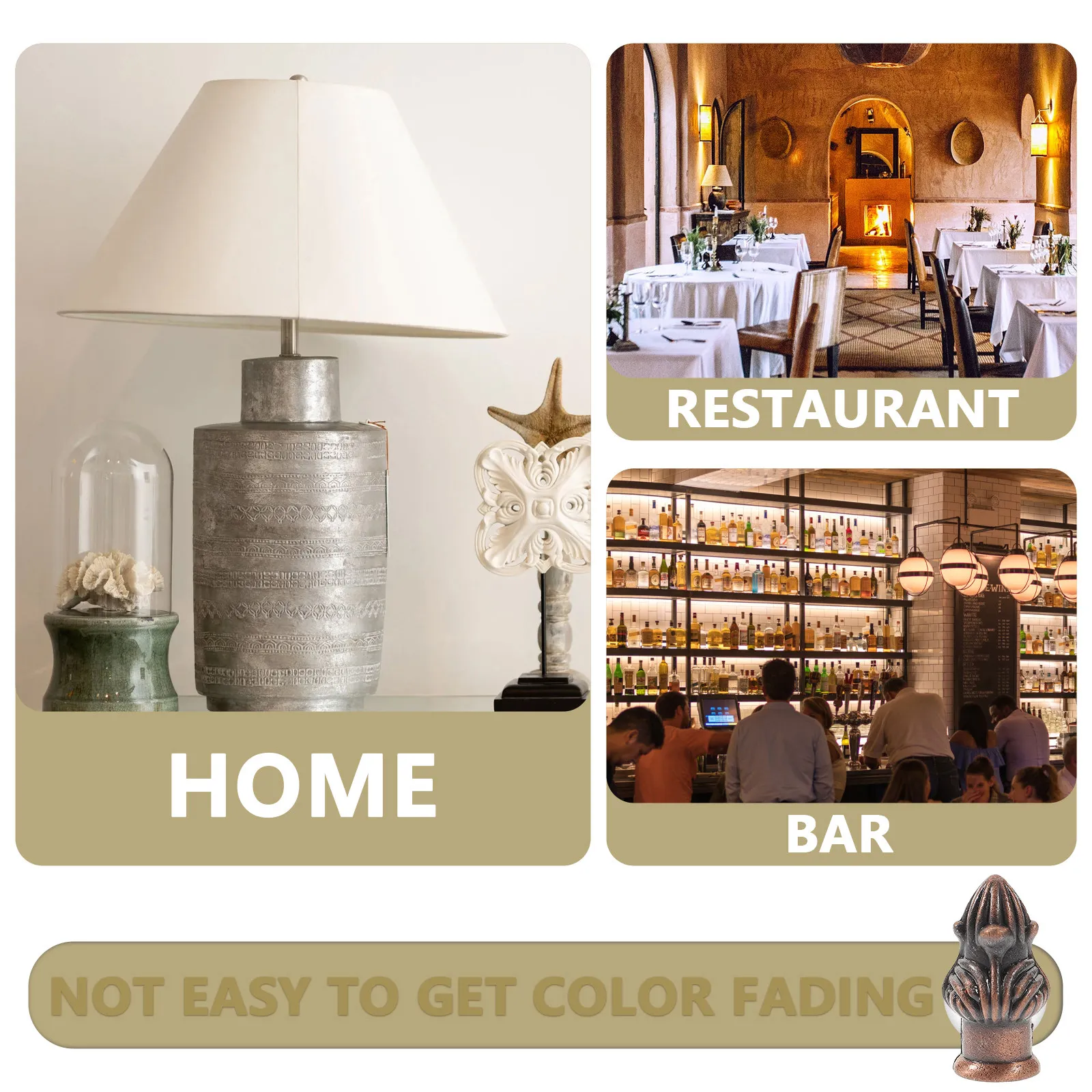 

6Pcs Lamp Finials Solid Alloy Brass Finish Light Decoration Screw Caps Lampshade Holder Accessories for Desk Lamps