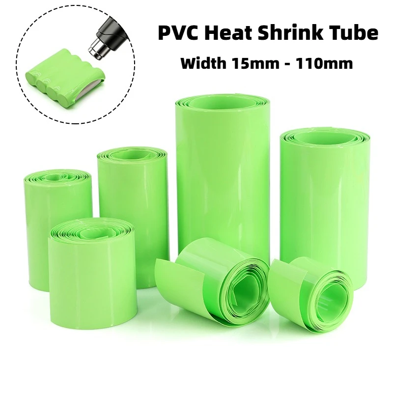 3/5M Fruit Green PVC Heat Shrink Tube Width 15 - 110mm 18650 Lipo Battery Pack Insulated Cable Sleeve Battery Wrap Protect Film