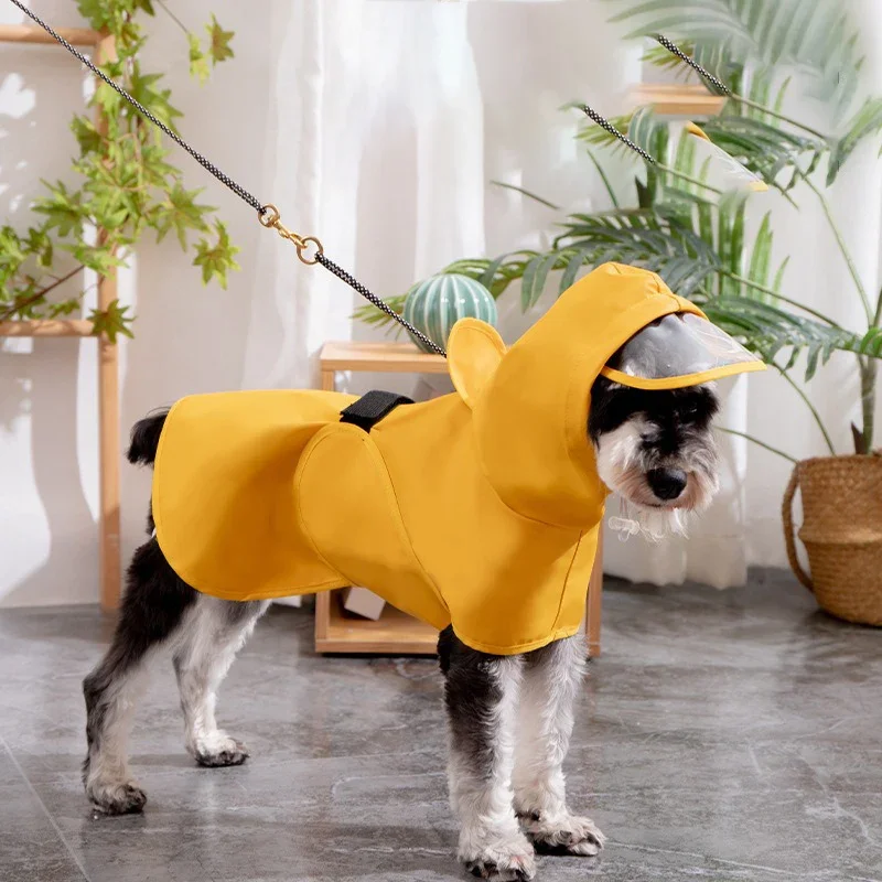 

Pet Raincoat All Inclusive Poncho for Dogs Clothes Belly Care Tractable Waterproof PU Poncho Raincoat Yellow Home Dog Supplies