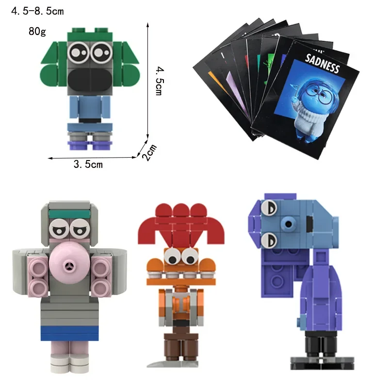 Inside Out Toy Building Blocks Movie Game Peripheral Hand Action Figure Decoration Doll Card Gift