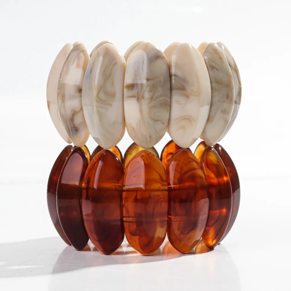 Fashion Acrylic Irregular Wide Beaded Elastic Bangle Bracelets Large Resin Geometric Cuff Bangles for Women Party Jewelry Gifts