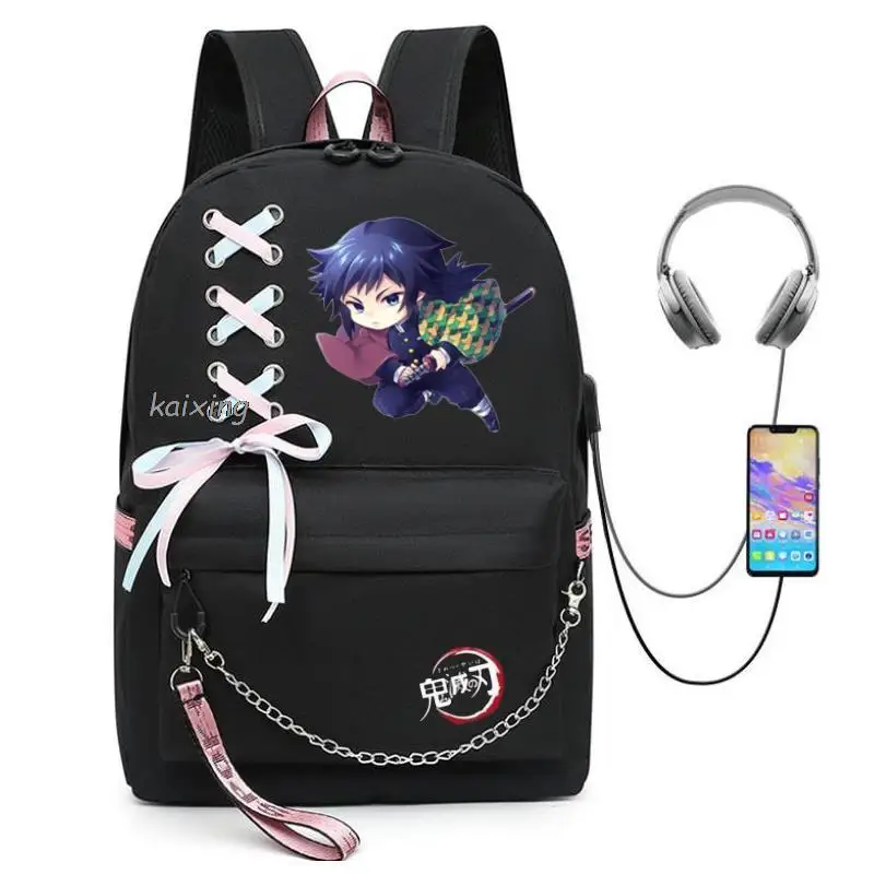 Mochila Kamado Nezuko Demon Slayer Kids Backpacks Women School Bags For Teenage Boys Girls Usb Charge Laptop Backpack Casual