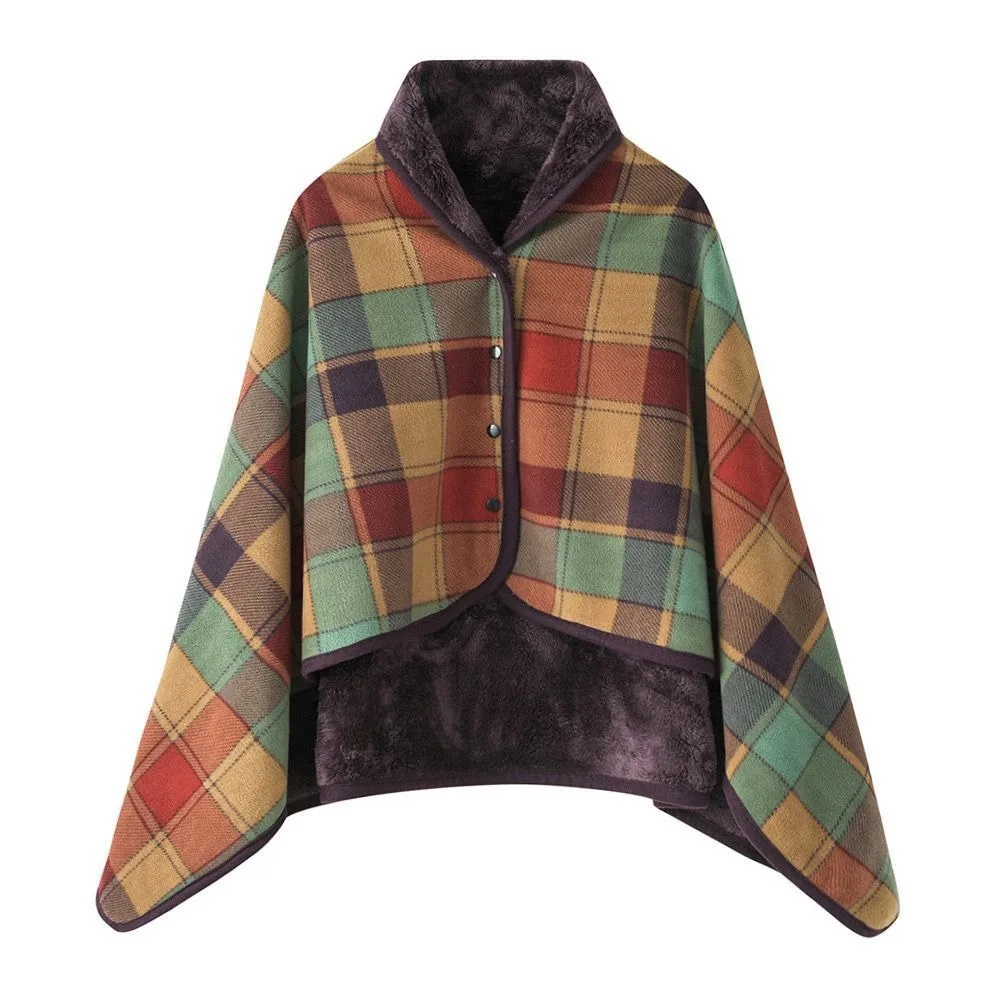 

Multi-function Plaid Wearable Blanket Thicken Fleece-lined Casual Office Blanket Soft Polyester Home Shawl Blanket Bedroom