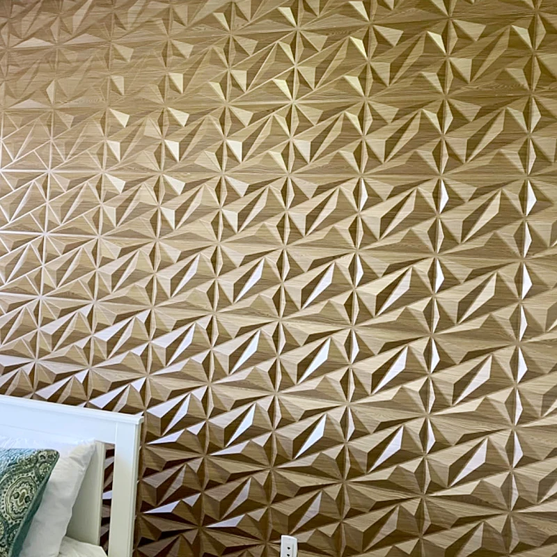 4pcs 50x50cm Champagne gold color 3D Wall Panel Shining Gold 3D Wall Sticker Wedding party background wall art Wood grain paper