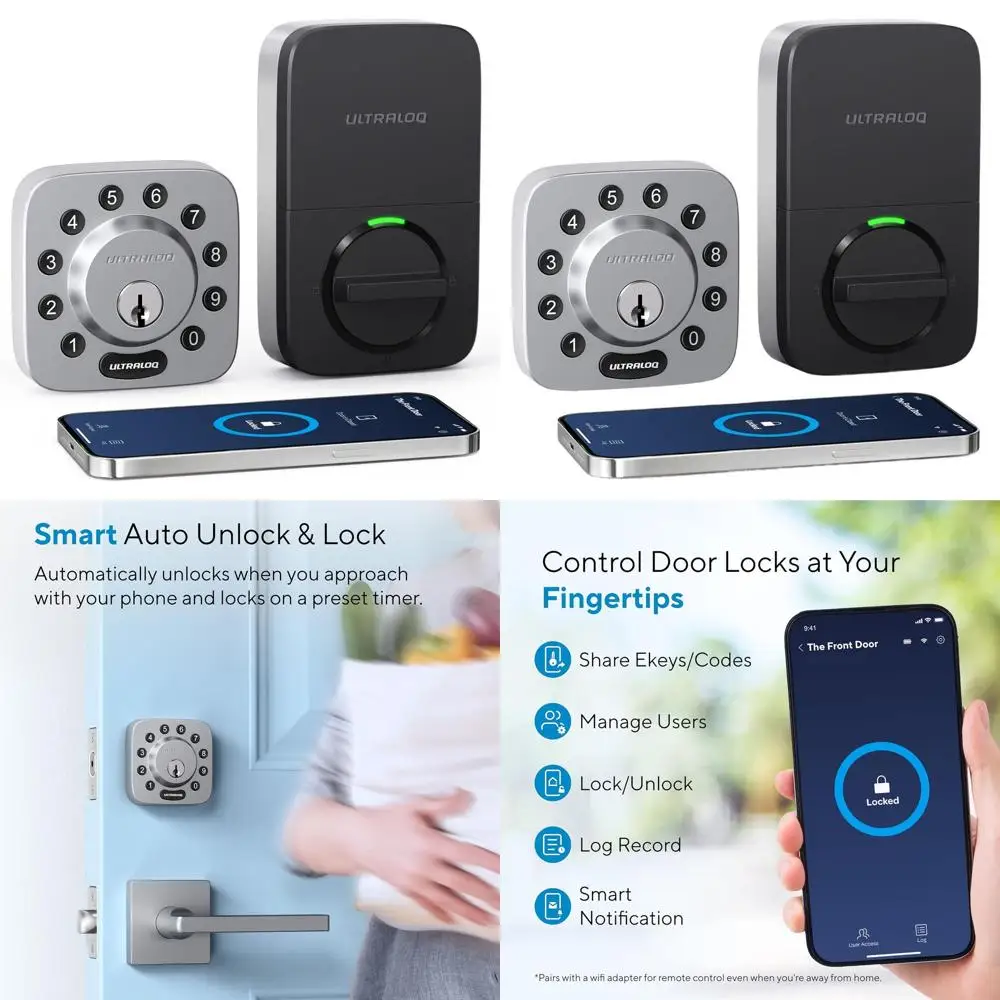 

Bluetooth Smart Deadbolt with App Control, Illuminated Keypad, Auto Unlock, 1-Year Battery Life, Grade 1 Security, Satin Nickel
