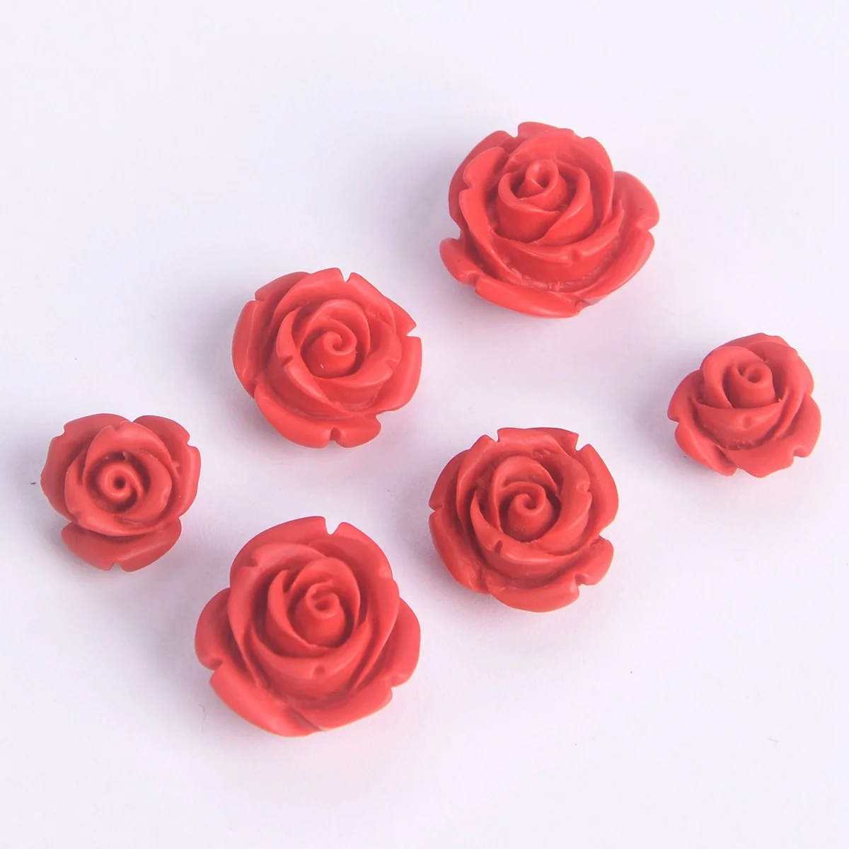 10PCS Rote Blume 10mm 12mm 15mm Seite Loch Künstliche Korallen Lose Perlen Für Schmuck Machen DIY handwerk Erkenntnisse