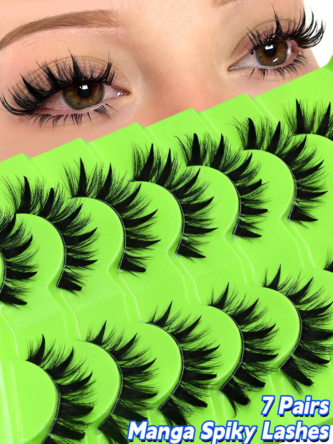 VELTRINAY 7 Pairs New Wet Makeup Effect False Eyelashes Cartoon Style False Eyelashes Fluffy Natural Long Faux Mink False Lashes