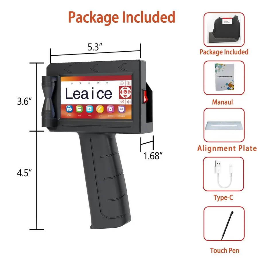 طابعة نافثة للحبر محمولة، مسدس طابعة محمول محمول مع حبر سريع الجفاف سعة 42 مل، فوهة 0.5 بوصة للنص، ورموز الاستجابة السريعة، والباركودات، والمختبر #6