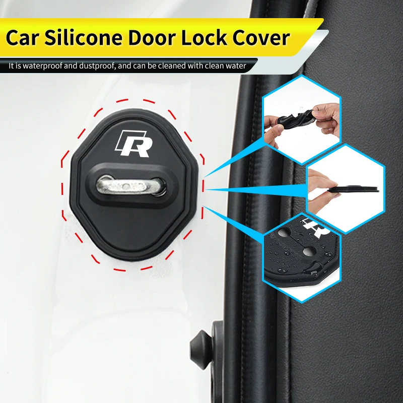 

4-Piece Set of Universal Wear-Resistant Silicone Car Door Lock Covers For VW Scirocco Jetta Beetle Golf Passat GTI Tiguan Sharan