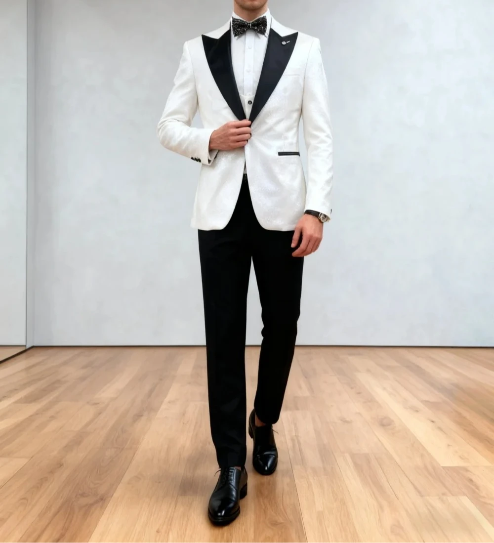 

Popular Jacquard Single-Breasted Men's 2PCS Formal Jacket Suit classic Party Prom Wedding Set for Wedding Groom Customized