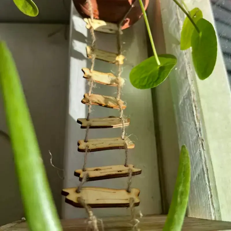 Miniature Fairy Garden Decor For Home Courtyard & Mini Landscape, Photography Prop Accessory Wooden Fairy Bridge Rope Ladder,